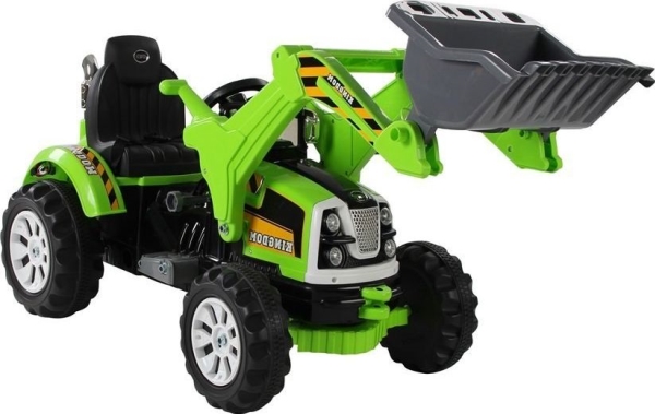 Lean Cars Electric Children's Tractor With Loader Green