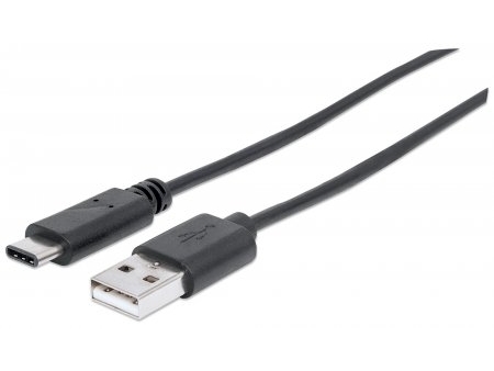 Manhattan Hi-Speed Usb C Anschlusskabel, Usb 2.0, Typ A Stecker - Typ C Stecker, 480 Mbps, 1 M, Schwarz, 1 M, Usb C, Usb A, Usb 2.0, Männlich/Männlic