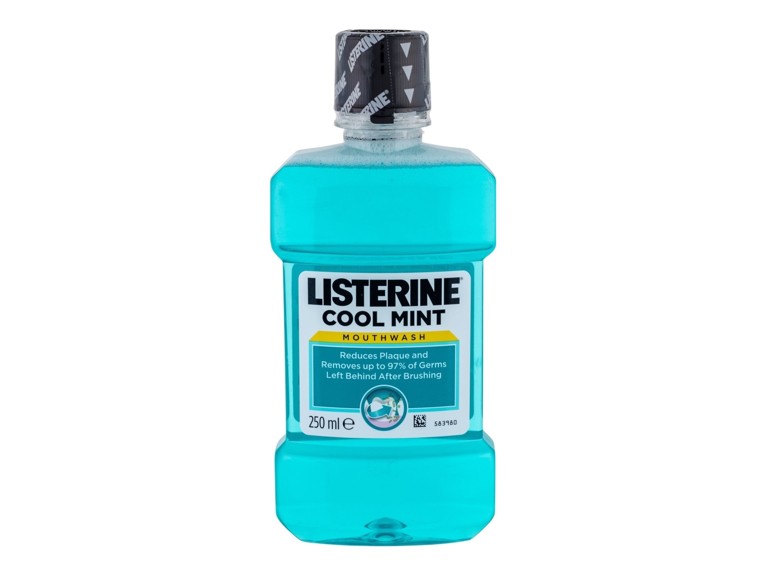 LISTERINE Cool Mint 250ml, 250 ml, Eucalyptol 0.092%, Menthol 0.042%, Methyl salicylate 0.060%, Thymol 0.064%, Water, Alcohol..., 1 stk