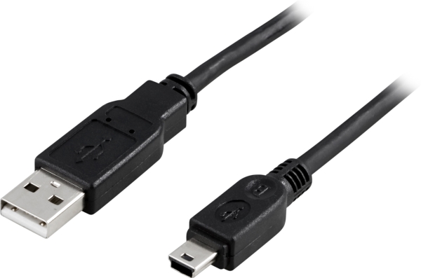 Deltaco Usb 2.0 Cable A/Mini B, 2M, 2 M, Usb A, Mini-Usb B, Hunstik/Hunstik, 0,48 Gbit/Sek., Sort