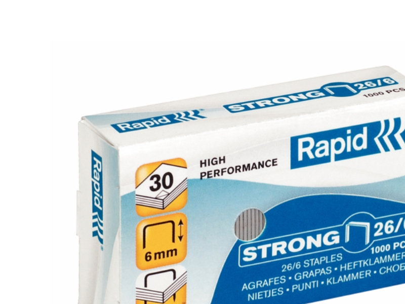 Esselte Rapid Strong 26/6, 1000 Hæfteklammer, 26/6, F30, Fm32, Freeze, S1, S17, S27, S30, S50., 40 G, 16 X 35 X 60 Mm