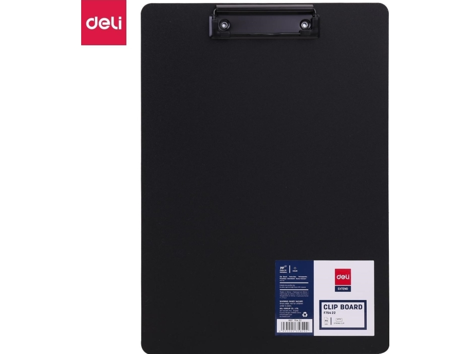 Deli CLIPBOARD DELI F75422 A4 BLACK | Skola & Hobby - Festdekorera - Klistermärken | GameStuff