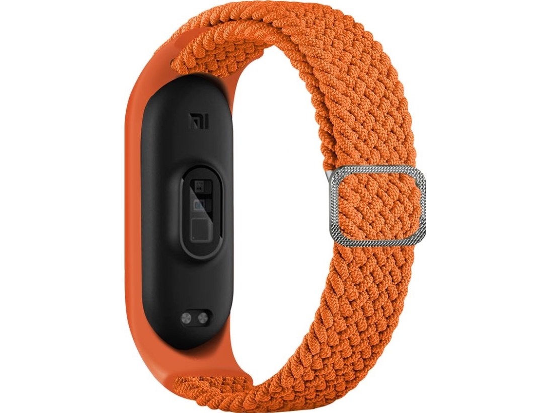 Hurtel Strap Fabric Wristband For Xiaomi Mi Band 6/5/4/3 Braided Cloth Strap Bracelet Orange