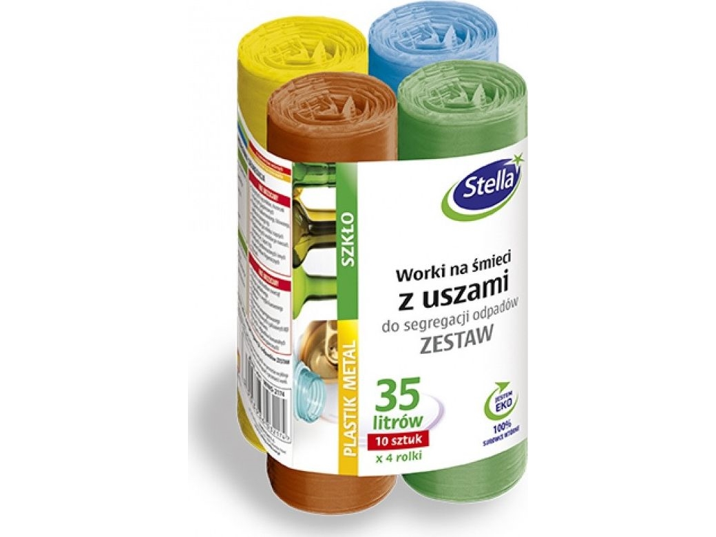 Stella Affaldsposer Med Ærmer Stella - Til Sortering, Sæt, 35 L, 4X10 Stk., Mix