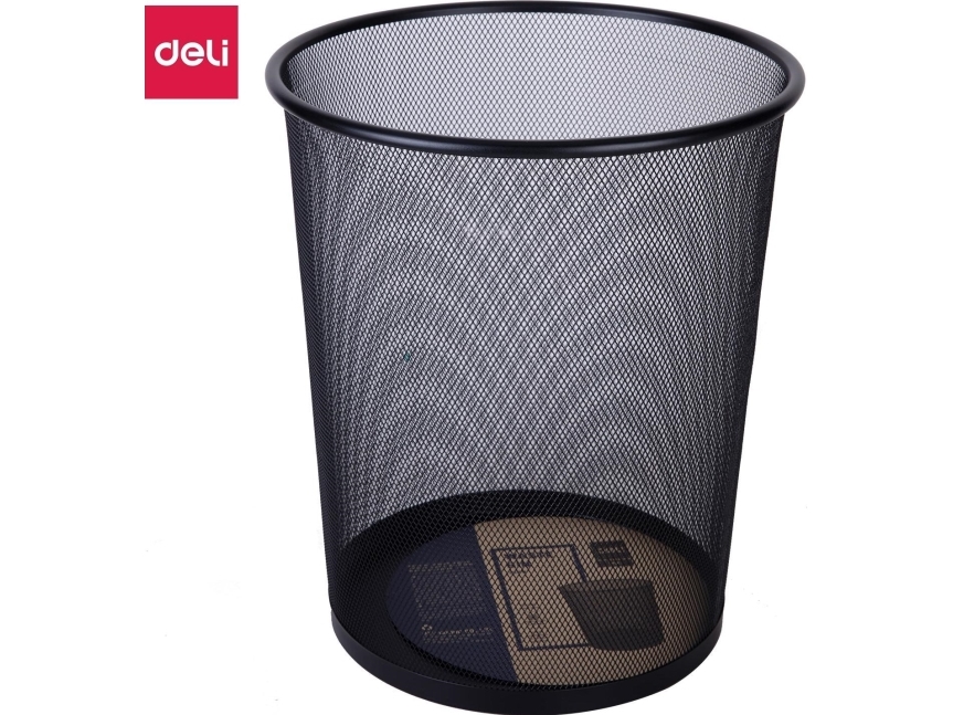 DELI E9189 D951490 Skraldespand 18 l Metal (Ø x H) 29.5 cm x 34 cm Sort 1 stk