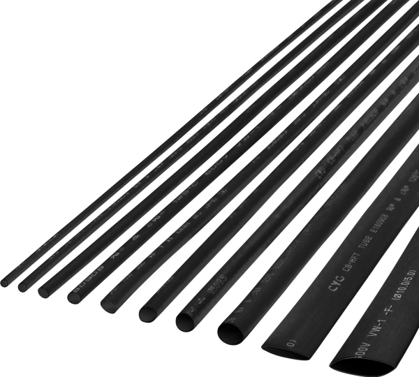 Cabletech Termiškai susitraukiantys vamzdeliai 10 mm-1 m juodi Rebel