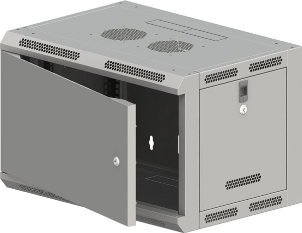 Q-Lantec Schrank 19" 9U (Sw-9U-600-500-N-Dmj-Op-Rp-B-S)