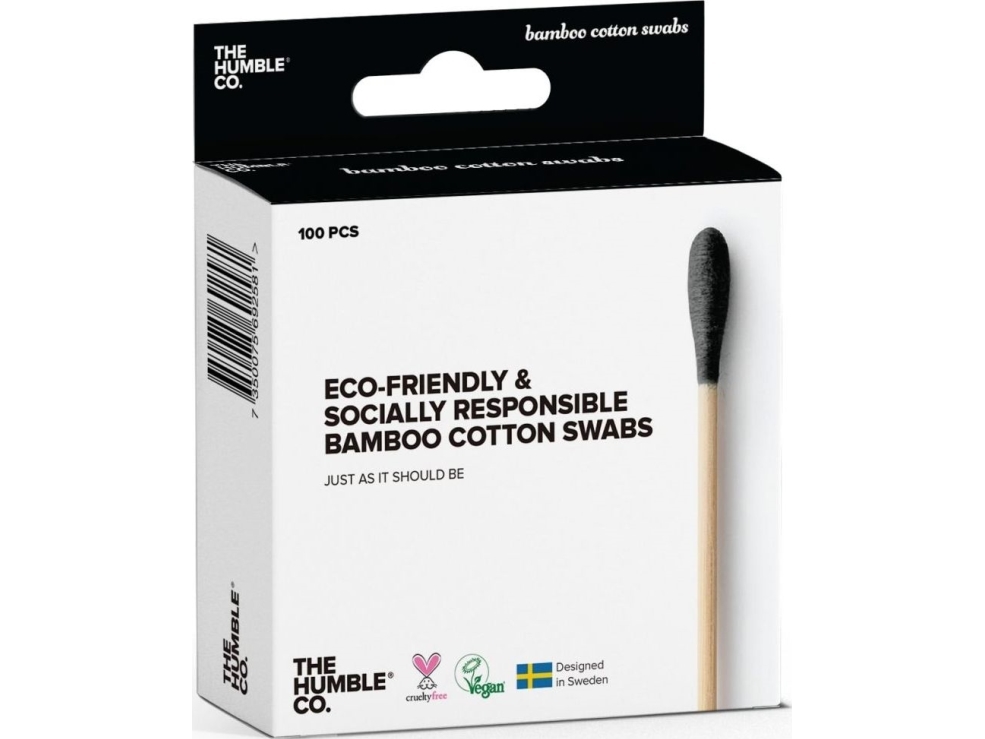 Humble Brush Wattestäbchen Aus Bambus & Naturwolle Black 100 Stk.