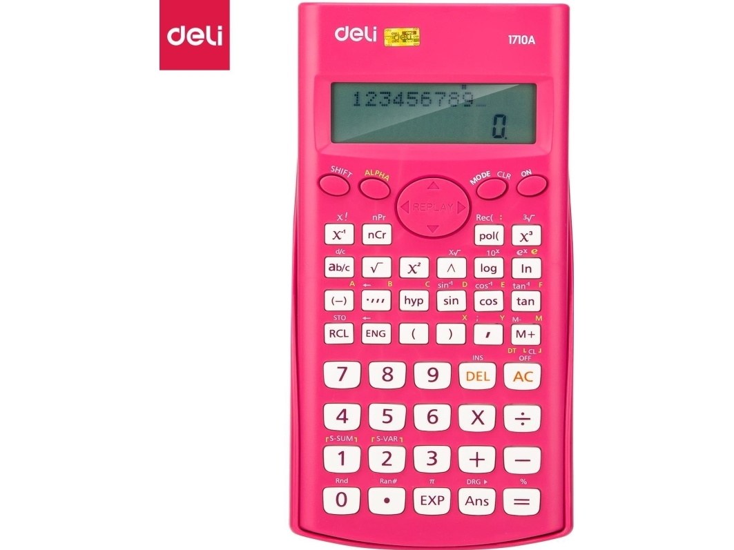 Deli Wissenschaftlicher Taschenrechner Deli Scientific Calculator 1710A 12-Stellig Pink