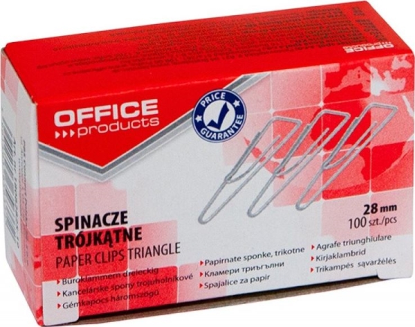 Office Products Office Products Triangular Clips, 28Mm, 100Pcs, Silver