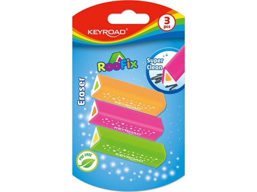 Keyroad Roofix multifunktionell suddgummi, 3 st, blister, blandade färger | Skrivredskap - Märkpennor - Övriga | GameStuff