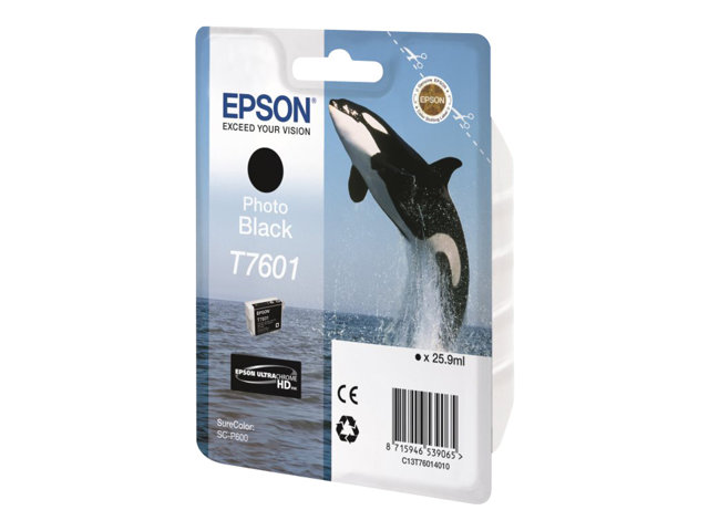 Epson T7601 - 26 Ml - Foto-Sort - Original - Blister - Blækpatron - For Surecolor P600, Sc-P600