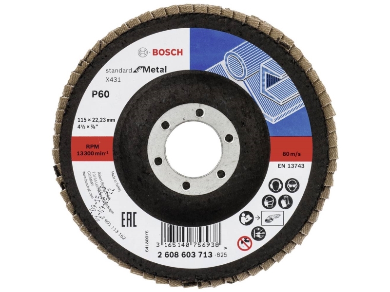 Bosch Accessories 2608603713 X431 Lamelslibeskive Diameter 115 Mm Borings-Diameter 22.33 Mm Kornstørrelse 60 Stål 1 Stk