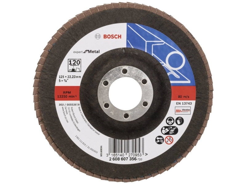 Bosch Accessories 2608607356 X551 Lamelslibeskive Diameter 125 Mm Borings-Diameter 22.33 Mm Kornstørrelse 120 Stål 1 Stk