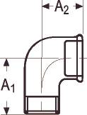 90° Winkel Schwarz Muffe/Nippel 1/2"