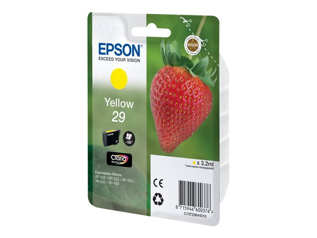 Epson 29 - 3.2 Ml - Gul - Original - Blækpatron - For Expression Home Xp-235, 245, 247, 332, 335, 342, 345, 432, 435, 442, 445