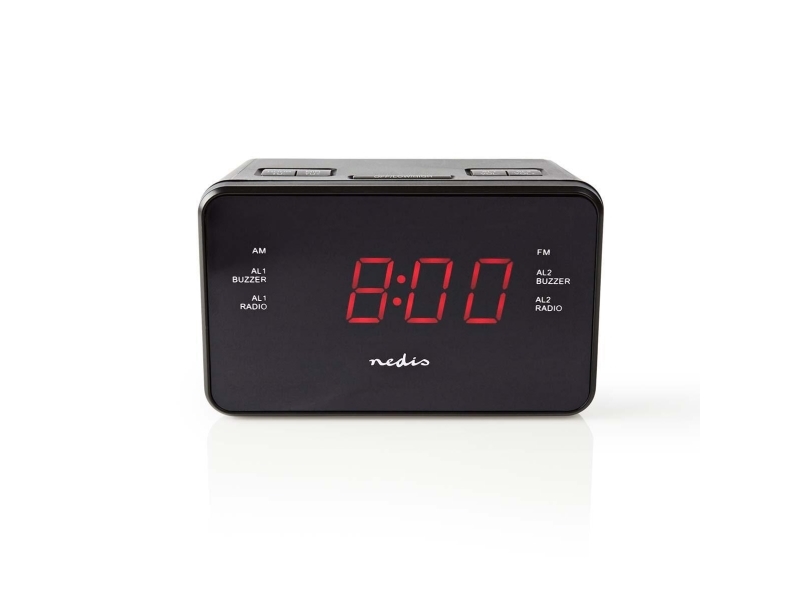 Nedis Clar002bk, Digital Alarmur, Rektandel, Sort, Plast, Am, Fm, 87,5 - 108 Mhz