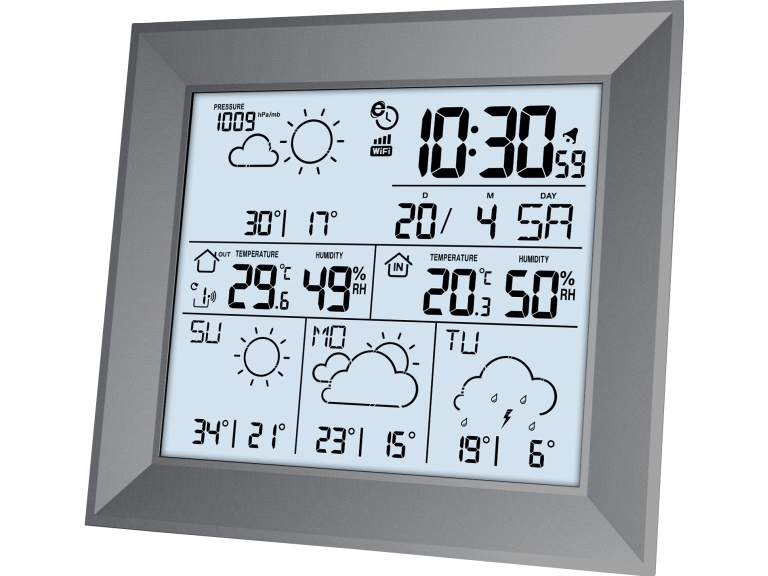 Technoline WD 2000, Grå, Indendørs hygrometer, Indendørs termometer, Udendørs hygrometer, Udendørs termometer, Hygrometer, Termometer, Vekselstrøm/batteri, LR06, Alkaline