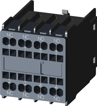 Siemens Hilfskontaktblock, 2No + 2Nc Verteilung: 1Nc, 1Nc, 1No, 1No, Größe S00 Und S0, Federklemme
