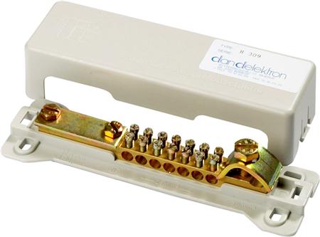 Dan-Delektron Potentialausgleichsschiene H309messing Vernickelt, 7X (2,5-25 Mm²)1X (30X3,5 Mm) Band, 1X (6-11 Mm) Draht