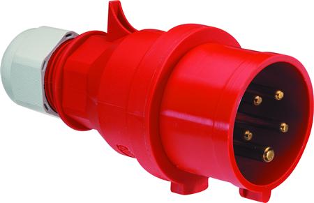 Bals Cee Fasevender H6 400V Ac 16A 4 Polet, Rød Multigrip Kabelaflastning, Quick Connect Ip44 Polyamid