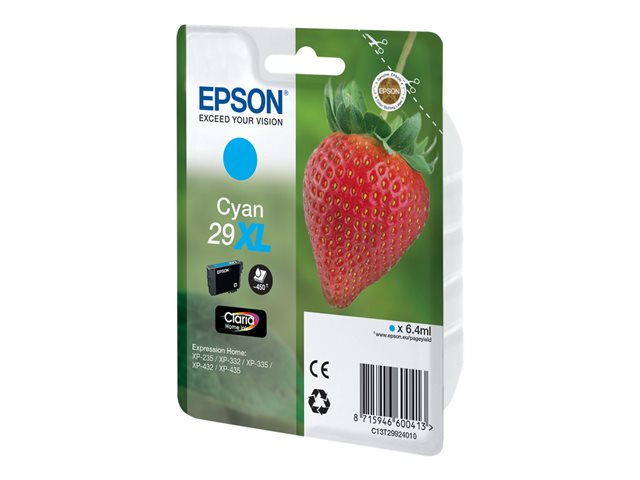 Epson 29Xl - 6.4 Ml - Xl - Cyan - Original - Blækpatron - For Expression Home Xp-235, 245, 247, 332, 335, 342, 345, 432, 435, 442, 445
