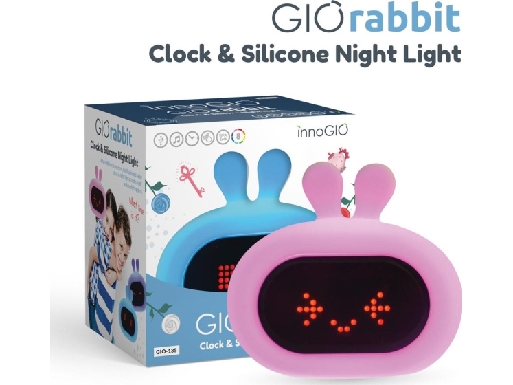 INNOGIO silikoninė naktinė lemputė su skaitmeniniu žadintuvu GIORABBIT, GIO-135