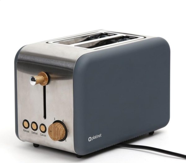 Sandwichmaker Platinet Platinet Electrical Toaster Velvet Wooden Grau [45466]