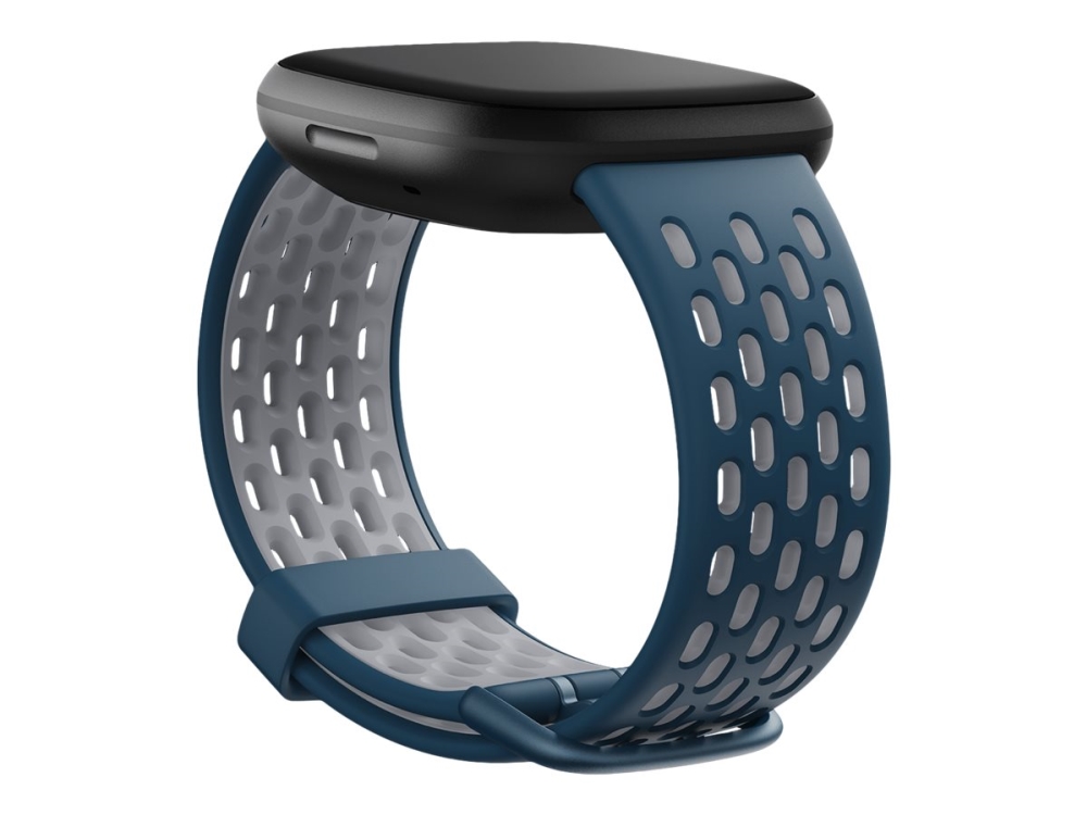 Fitbit Sport Band - Urrem For Smart Watch - Large Størrelse - Safirblå, Tågegrå - For Fitbit Sense, Versa 3