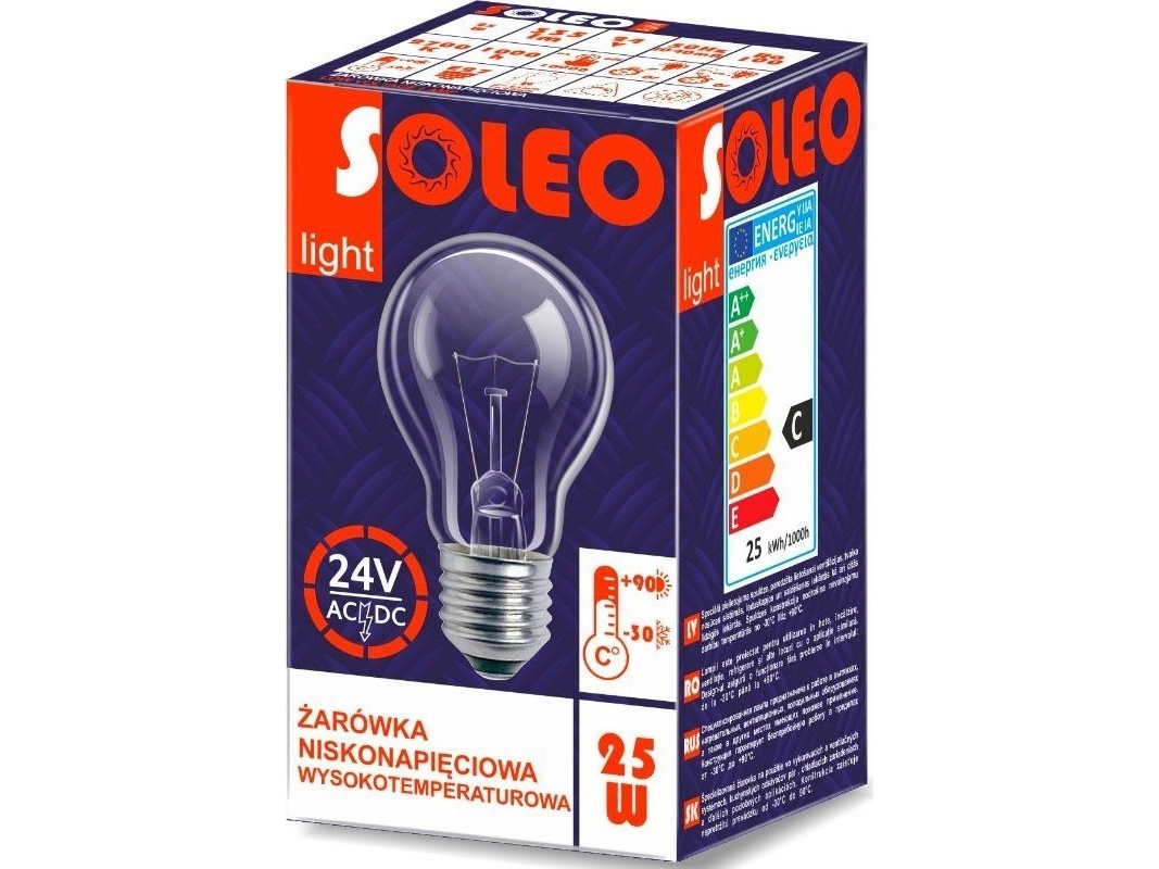 Helios højtemperaturlampe 24V 25W E27/27Al A55CL 1CT/100 1000h Soleo WST-2658