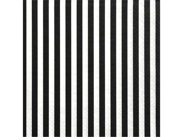 Party Deco Papirservietter, Sorte Striber, 33X33 Cm, 20 Stk