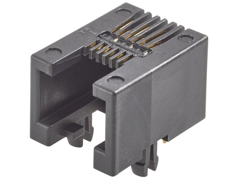 Fci Modular Jacks Rj10 Panel Stik 90511-001Lf Tilslutning, Indbygning Lodret Poler: 4P4c Sort 1 Stk