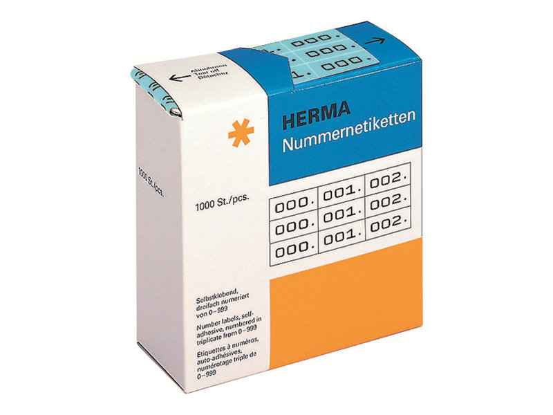 HERMA - Svart, blå - 10 x 22 mm 3000 etikett (er) (1000 ark x 3) självhäftande nummeretiketter | Papper & Emballage - Taggar - Manuell färgad | GameStuff
