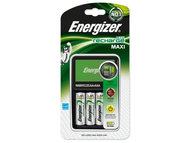 Batterioplader, Energizer Maxi, Til Aa Og Aaa, Inkl. 4 Stk. Aa