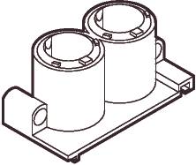 Lauritz Knudsen Dobbelttud For Opus 66 Dåse, For Indstøbning, 16 Og 20Mm, Gul.