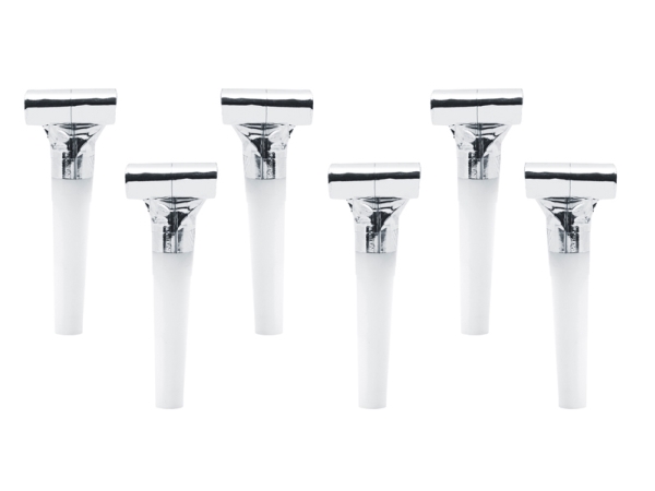 PartyDeco GWI6-018, Partyvisselpipa, Silver, Vit, 6 styck, Födelsedag, 110 mm, 165 mm | N - A | GameStuff