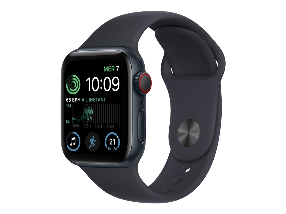 Apple Watch Se (Gps + Cellular) - 2A Generation - 40 Mm - Midnattsaluminium - Smart Klocka Med Sportband - Fluoroelastomer - Midnatt - Bandstorlek: Standard - 32 Gb - Wi-Fi, Lte, Bluetooth - 4G - 27.8 G