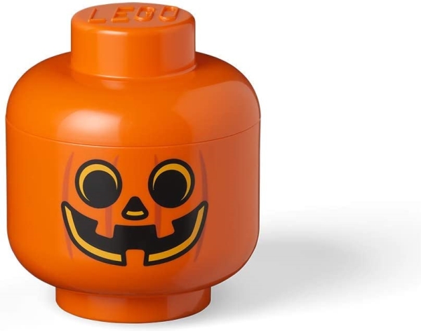 Room Copenhagen Lego Storage Head "Pumpkin", Small, Storage Box (Orange / Black)
