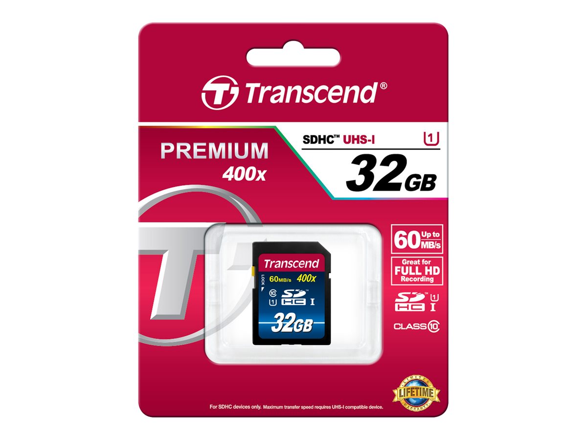 Transcend 32GB SDHC Class 10 UHS-I, 32 GB, SDHC, Luokka 10, NAND, 90 MB/s, Class 1 (U1)