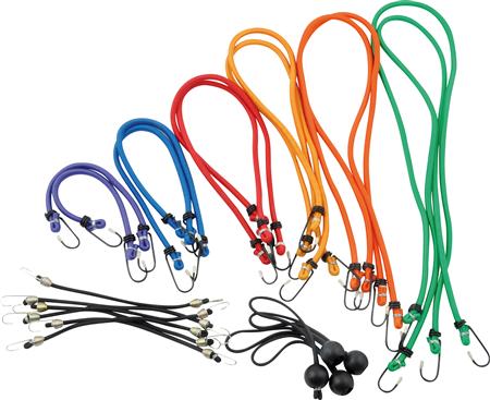 Bagageremssats 22 stycken12 stycken Ø8mm i längder från 30-105cm 10 stycken Ø4mm i längder från 150-250cmfärger enligt längder | Verktyg & Verkstad - För verkstaden - Presenningen | GameStuff