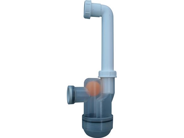 NILAN Vattenlås i klar plast med kula i S, Ø20/Ø32 mm utlopp för Comfort 200/252/302 Top, CT300, 300LR och 450, monterat på avloppsstos. | Diverse | GameStuff