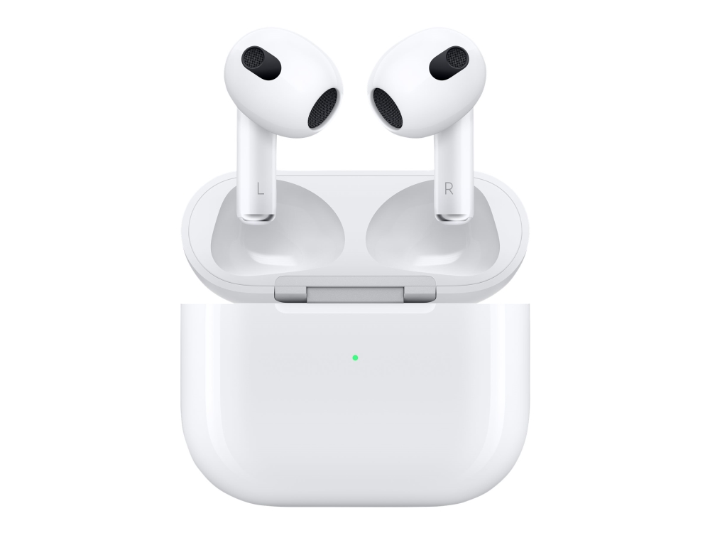 Apple AirPods with Lightning Charging Case - 3. generasjon - True wireless-hodetelefoner med mikrofon - ørepropp - Bluetooth - hvit