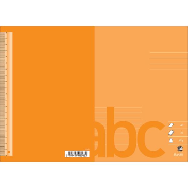 Schreibheft Bantex, A5, 11 Zeilen Auf 1/2 Seite (8 Mm), Orange, 25 Stück.
