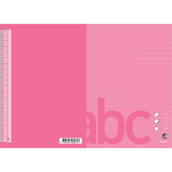 Schreibheft Bantex A5 7 Linien Auf 1/2 Seite (14,5 Mm) Pink 25 Stk.