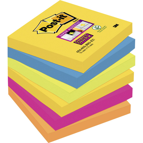 Post-it® Super Sticky Notes Carnival Collection 76x76 mm - (6 stk.)