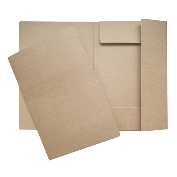 Klapmappe, 3-klap, brun karton, 600 g, folio