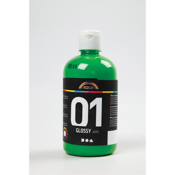 Akrylmaling A-Color 01 - Blank, Primærgrøn, 500 Ml