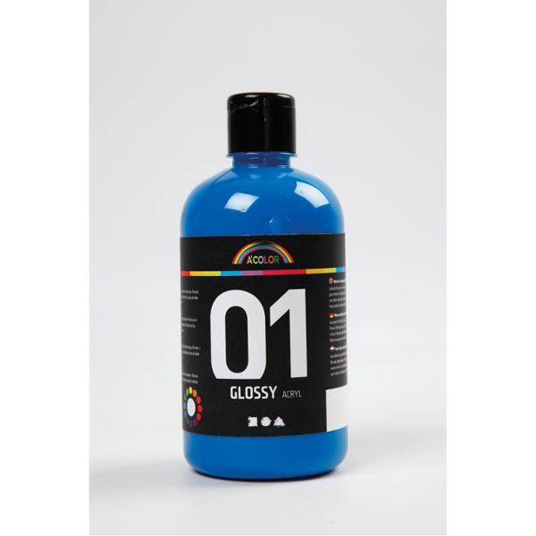 Akrylmaling A-Color 01 - Blank, Primærblå, 500 Ml