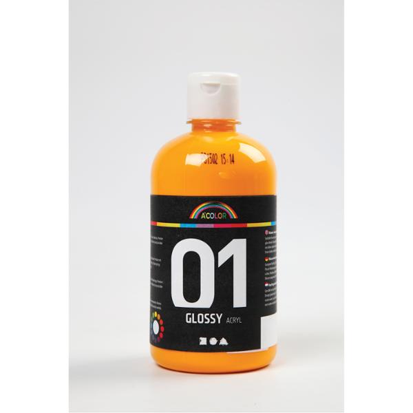 Akrylmaling A-Color 01 - Blank, Gul, 500 Ml