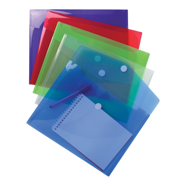 Dokumentmappe Exacompta A4, Klett, Assortierte Farben, 5Er-Pack